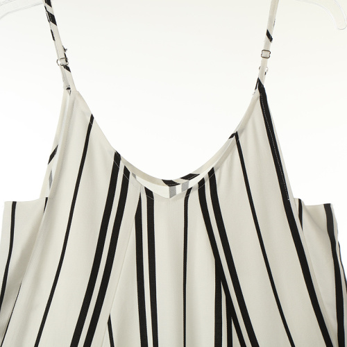Print Viscose Rustic Stripe Long Dress with Lining