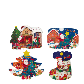 Christmas Theme Educational 4-in-1 Puzzle Set for Kids