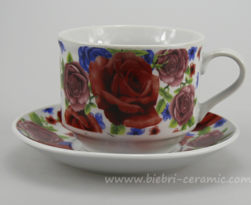 220 ml di logo floreale marchio di tazze da tè personalizzate e tazze set in porcellana in ceramica porcellana di ossa fine, ceramica di tazza da tè