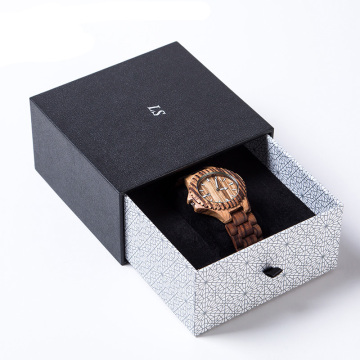 Lade Slide Aangepast Logo Packing Watch Box Black