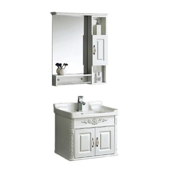 24 Inch Bathroom Vanity Set with Wash Basin, Mirror, and Cabinet in PVC