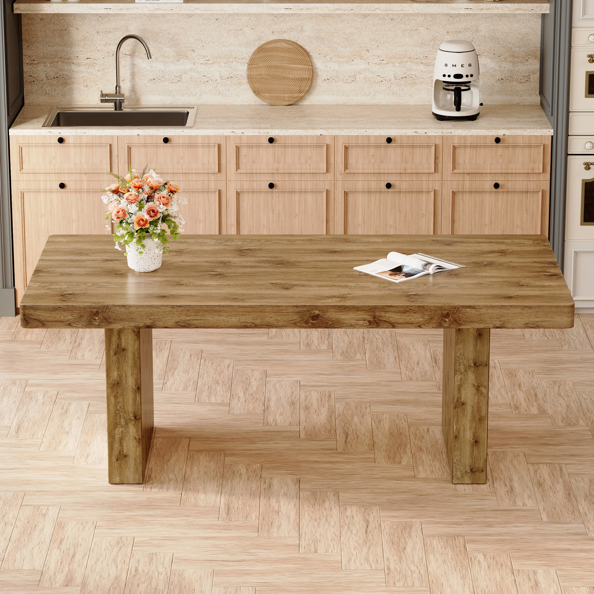 Wood Pattern MDF Dining Table For ModernHomes