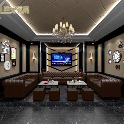Chinese modern corner leather night club booth sofa
