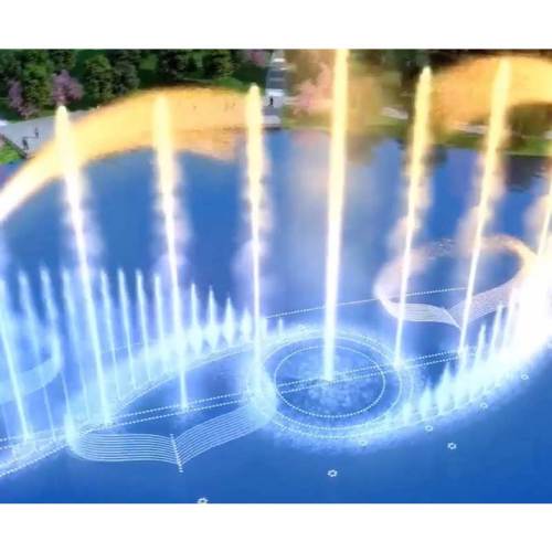 Large outdoor music dancing fountain show