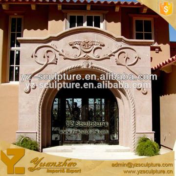 outdoor hand carved natural stone door frame with flower carving