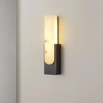 Luxury Indoor Light Home Decor: Marble Copper Linear Wall Sconce Lamp for Stairs, Bedroom, and Corridor
