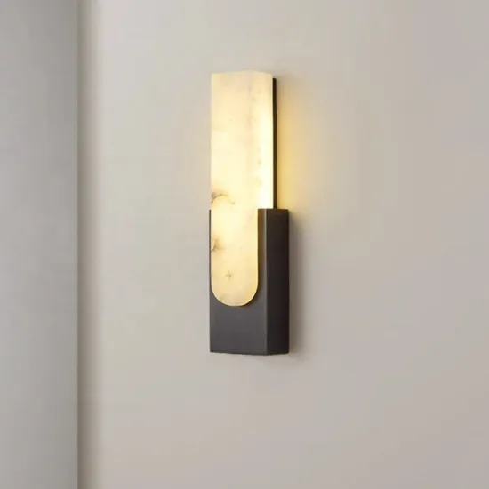 Luxury Indoor Light Home Decor: Marble Copper Linear Wall Sconce Lamp for Stairs, Bedroom, and Corridor