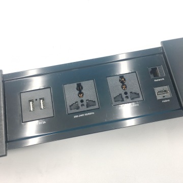 Sliding Cover Desktop Power Socket with Wireless Charger - Multi-Function USB Socket