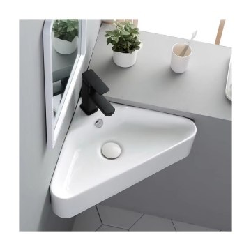 Wall-Mounted Porcelain Triangle Handmade Bathroom Sink