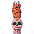 Zucca disegnata a mano e cranio colorato in vetro bong, simpatica zucca di Halloween, tubo d&#39;acqua di vetro borosilicato con ciotola da 14 mm