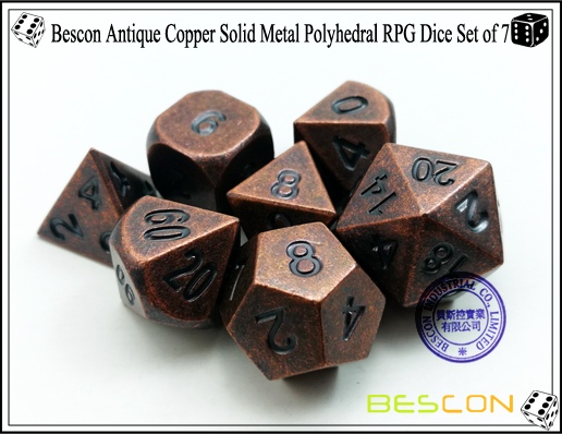 Bescon Mini Miniature Poly 7 Dice RPG Set Metal Ancient Copper Pathfinder 5e D&D 