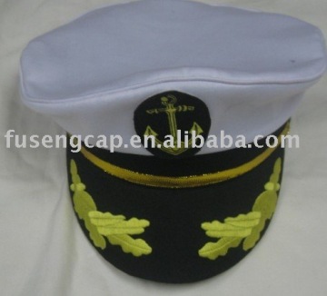 Promotional 100% cotton white captain caps