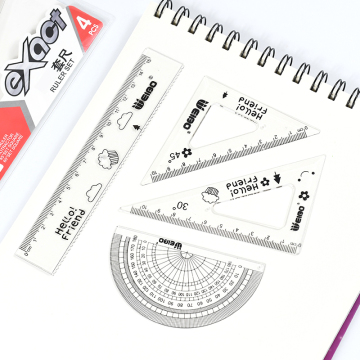 Math -Art 4 PCS SET Utility Triangle Semircle Ruler - идеальный инструмент для рисования для учащихся и школьных принадлежностей