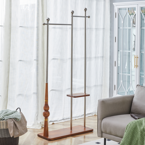 Contemporary Coat Rack Featuring Dual Wood Layers