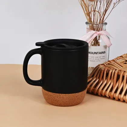 Cork Base Insulated Mug with Lid - Anti Scalding Coffee Cup for Office