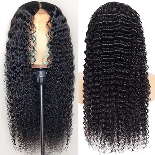 HD Lace Front Glueless Human Hair Wig - Deep Wave Curly Virgin Hair