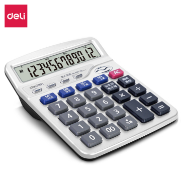 เครื่องคำนวณเสียง Deli DL-1525 พร้อมที่เก็บหน่วยความจำและการออกเสียงของมนุษย์, 12 หลัก, ไม่ต้องใช้แบตเตอรี่ AAA, บรรจุภัณฑ์คุณภาพสูง