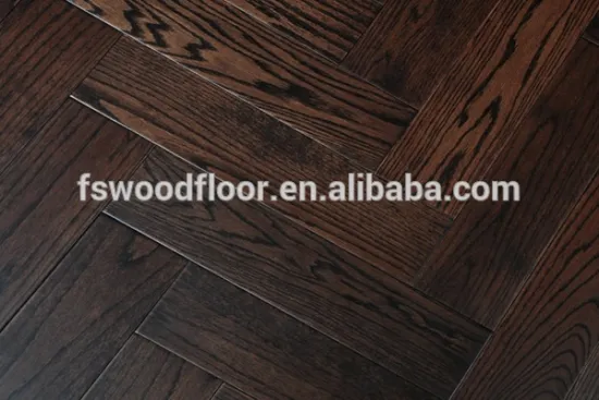 dark brushed oak herringbone parquet flooring