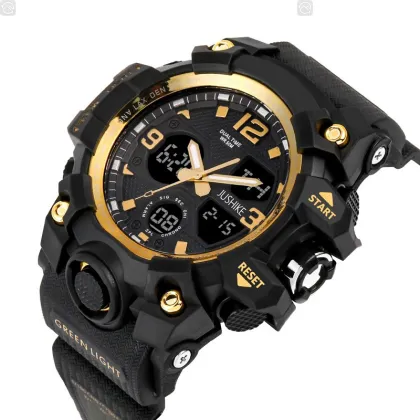 CURREN G Men's 50M Waterproof Shock-Resistant Stainless Steel and TPU Strap Sports Digital Watch