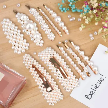 Ruigang Factory Korean Wedding Bobby Barrettes Geometric Imitation Pearl Hair Clips