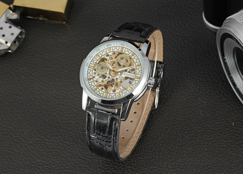 classical men leather band watch multi function watch