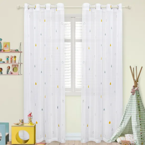 2023 New Designs Cute Kids Embroidery Sheer Curtains for Living Room - Ready to Ship