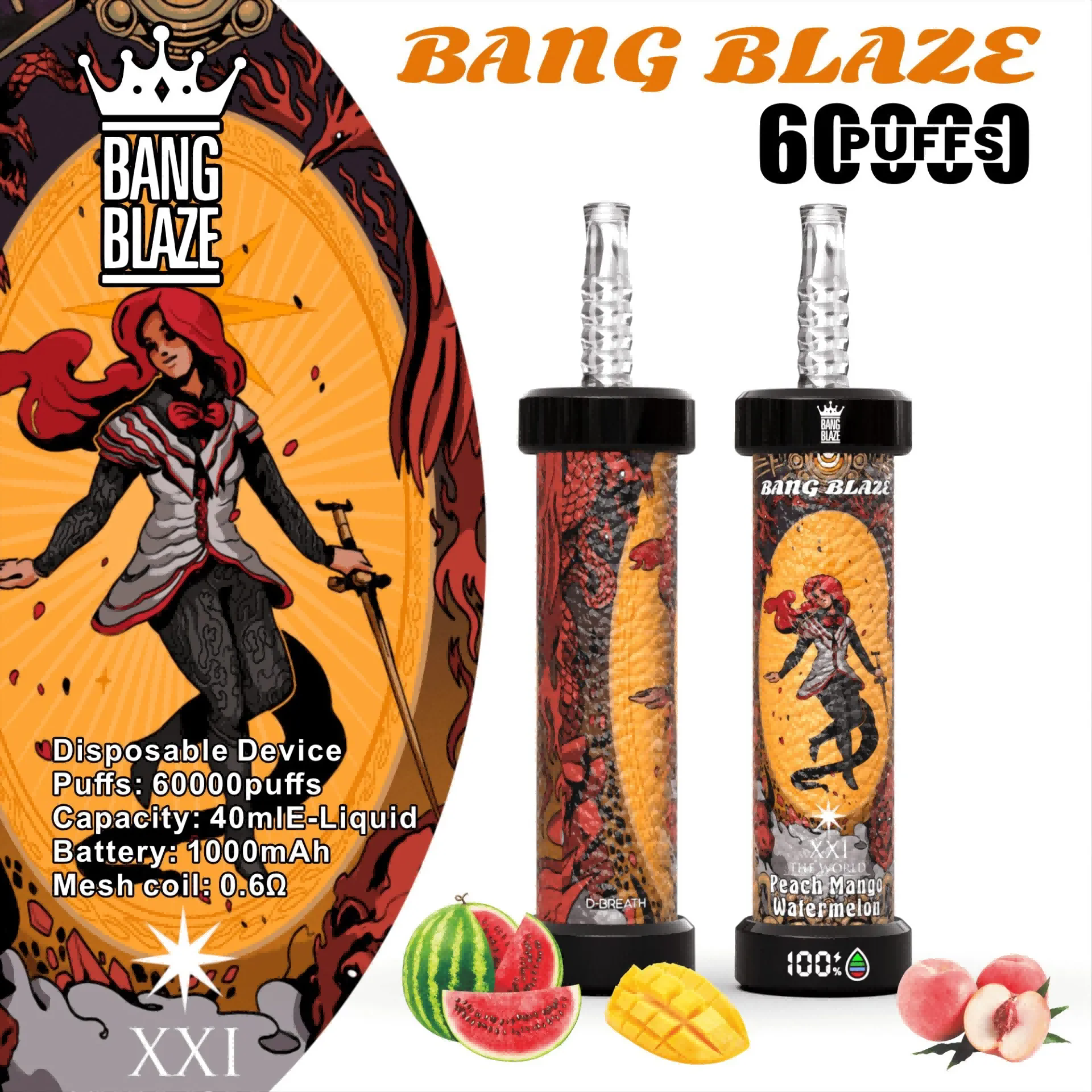 Одноразовая электронная сигарета Bang Blaze Shisha 60000Puffs 40 мл