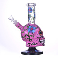 9,4 pouces Hippies Glass, Bong de bécher en verre squelette violet, Bong mignon de fleur, pipe d'eau en verre borosilicate, brochement en verre