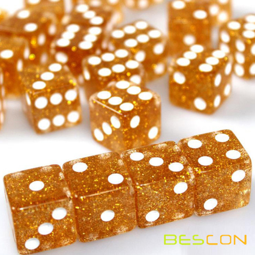 Golden Glitter 6 Sided Dice