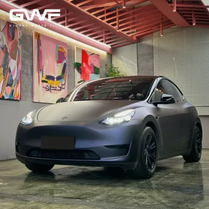 Matte Black Phantom Blue ppf color wrap