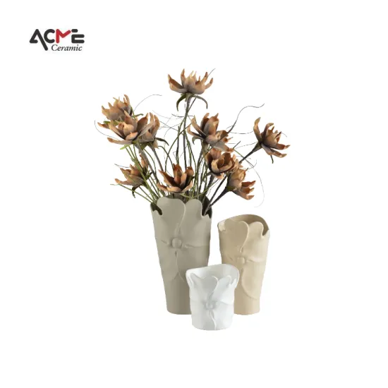 Modern Nordic White Matte Ceramic Vases: Elegant Farmhouse Interior Home Decor Accessories for Dry Flowers