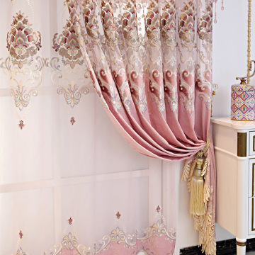 Custom Made Luxury Pink Blackout Curtains for European Hotel Rooms and Offices