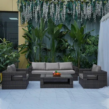 All Weather Outdoor Furniture Courtyard Rattan Garden Sofa