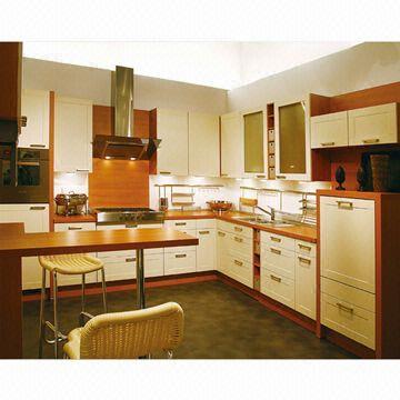MDF Board Kitchen Cabinets with PU High Glossy Finish, Plywood Carcass