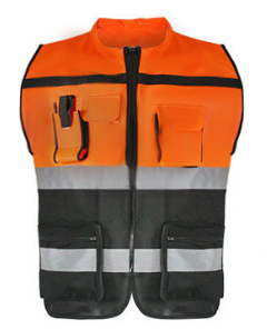 Veiligheidsvest met hoge zichtbaarheid met zakken en ritssluiting