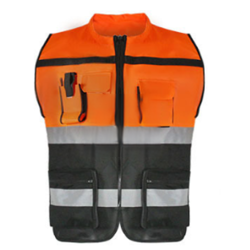 Sicherheitsweste mit hoher Sichtbarkeit mit Taschen und Reißverschluss