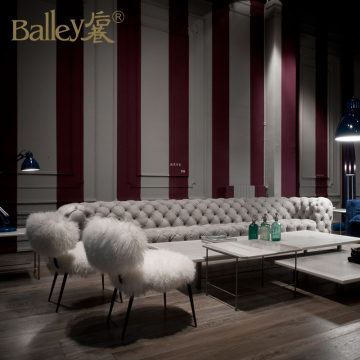 Set de sofá de cuero de tres plazas Chesterfield Moon - Muebles de lujo modernos