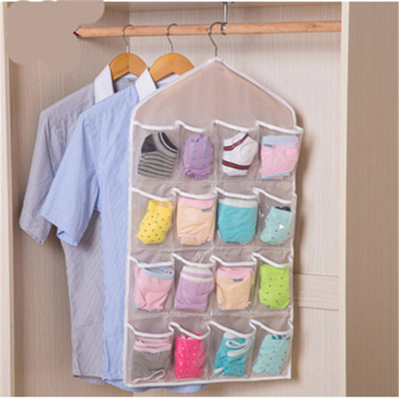 Storage Pockets Wall Door Waterproof Hanging Bathroom Linen Cotton Sundries Folding Underwear Socks Sorting 16 Pockets Organize