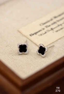 Onyx Blossom Silver Earrings