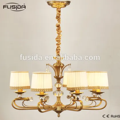 American Design Luxurious Chandelier Pendant Lighting with Crystal and Fabric Lampshade for Decoration