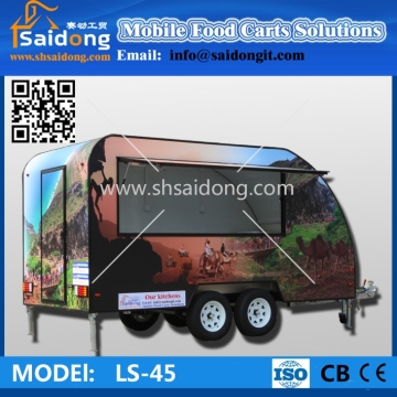 CE approval mobile food cart hamburger vending cart design for hot sale