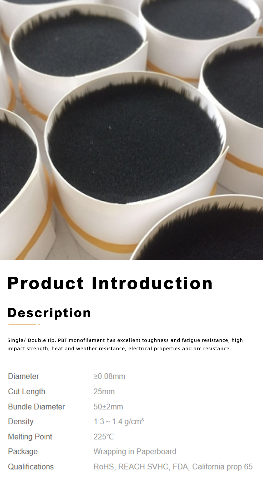 PBT Tapered Brush Filament for Makeup Brush Making x