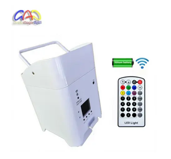 Wireless DMX Uplights DJ Stage Wedding 6pcsx18W RGBWA+UV Aluminium LED Flat PAR Can with Battery Power