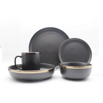 Unique Design Black Ceramic Tableware With Glaze Edge