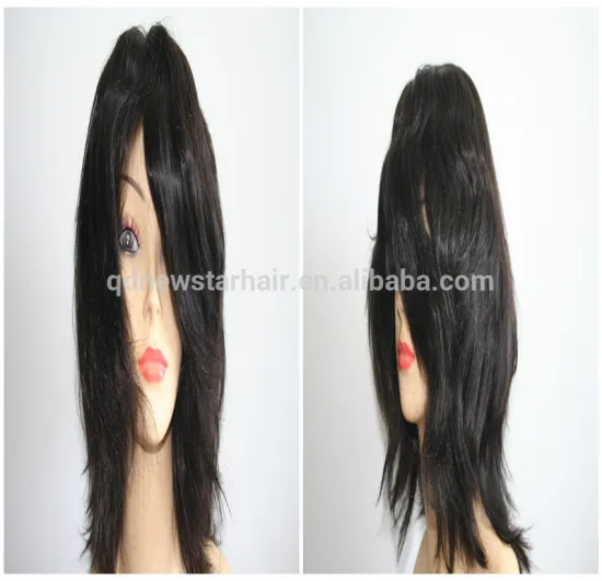 New Fashion Style Black Color Remy Hair Women Full Cap Wigs, Human Hair Full Lace Wigs for Black Women