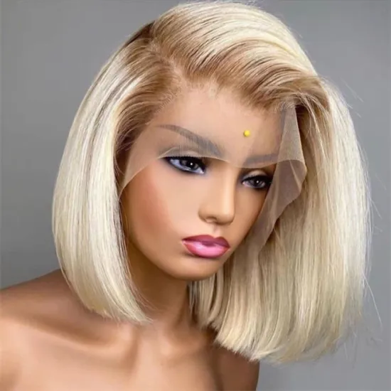 Transparent Full Hd Lace Half Wig Human Hair Straight Curly Wigs For Black Woman Bangs Short Blond Pixie Human Hair