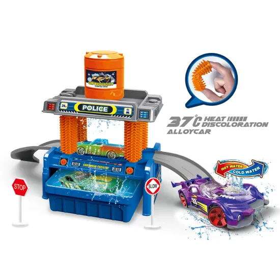 Interactive Car Wash Park Toy with Music, Lights, and Color-Changing Cars for Kids