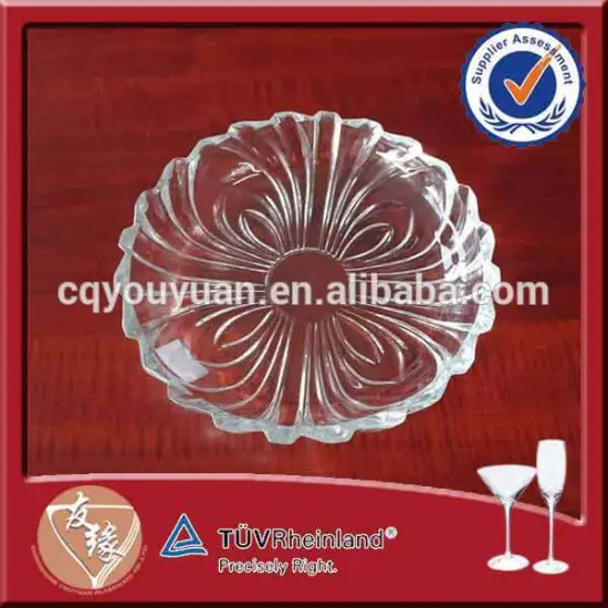 China wholesale beautiful home use tableware decorative round glass plates for weddings