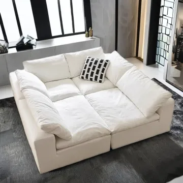 Modern White Fabric Compressed Sectional Cloud Sofa for Living Room