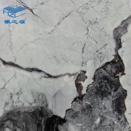 White Base Contrast Obsidian Marble PVC Wall Panel